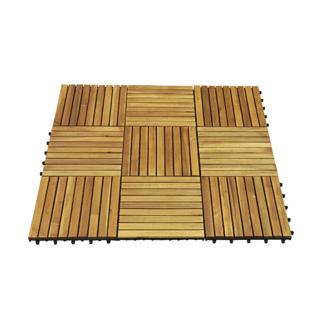 9 slat Acacia Wood Decking Tiles