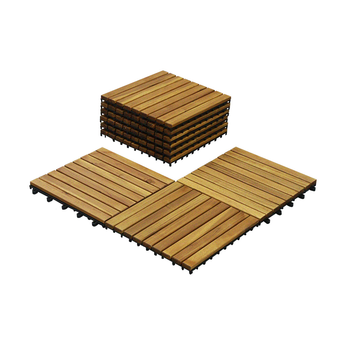 9 slat Acacia Wood Decking Tiles