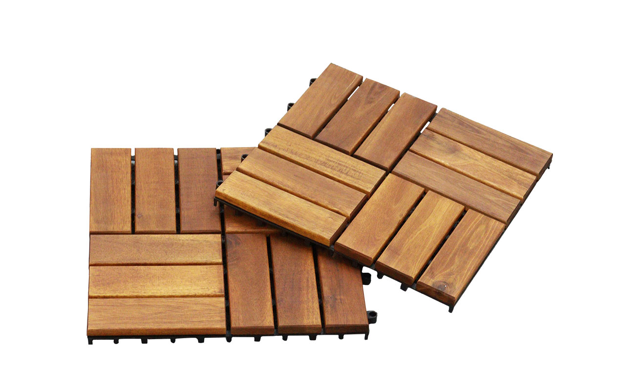 golden teck 12-slat acacia wood decking tiles