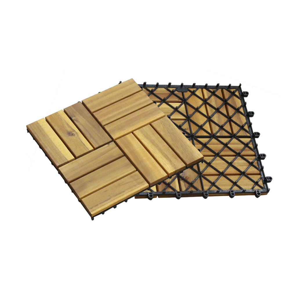 Teak 12Slat Acacia Wood Decking Tiles