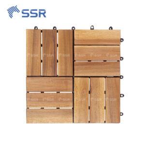 natural 12 - Slat Acacia Wood Decking Tiles