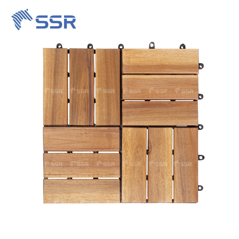 (Best Seller) Natural 12 – Slat Acacia Wood Decking Tiles