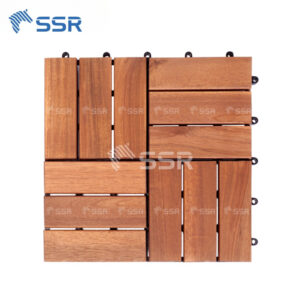 brown 12 - Slat Acacia Wood Decking Tiles