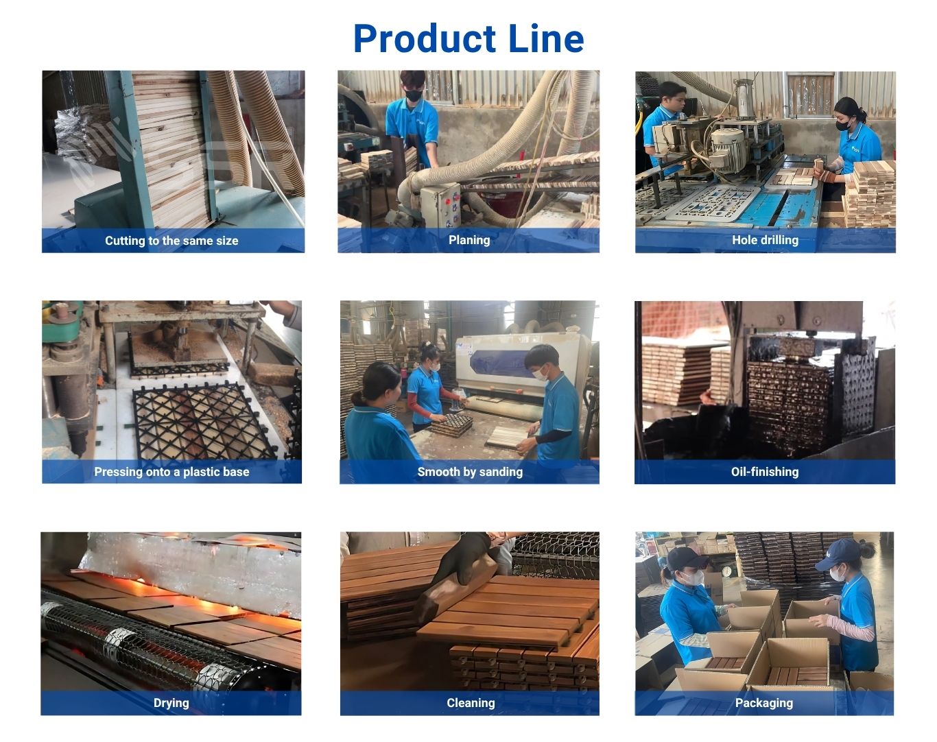 Teak 6-Slat Acacia Wood Decking Tiles For Your Garden