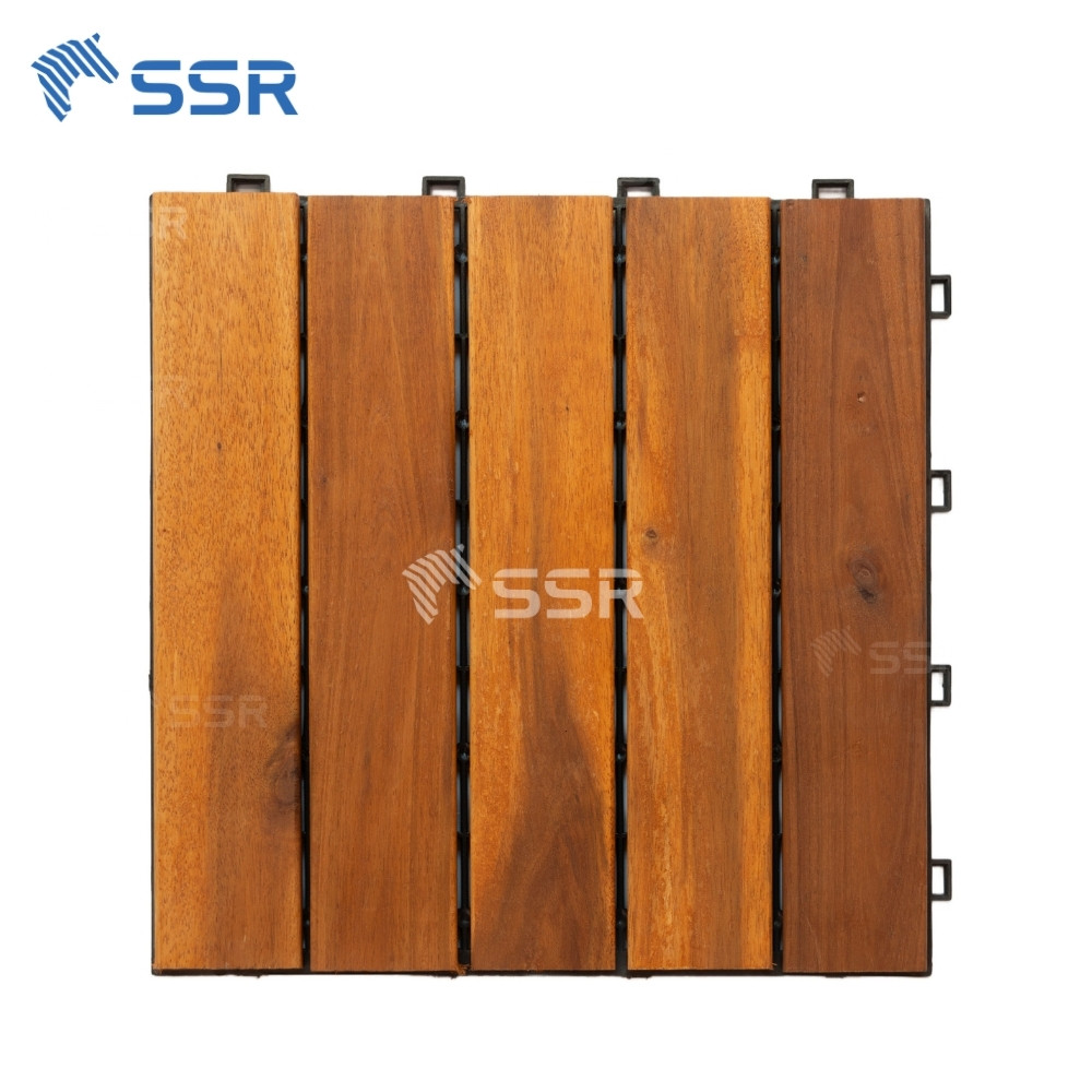 5 Slats Acacia Wood Decking Tiles for your Garden