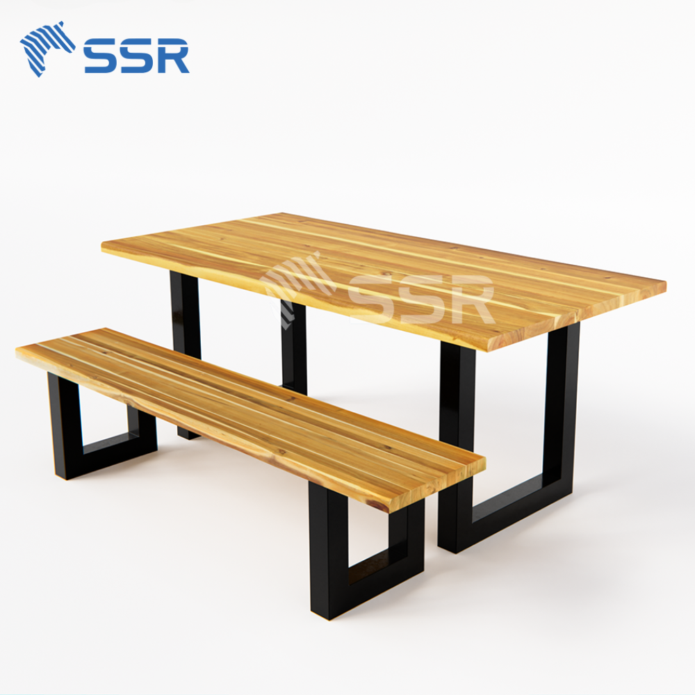 Acacia Wood EG Tabletop Dining Set with Metal Legs