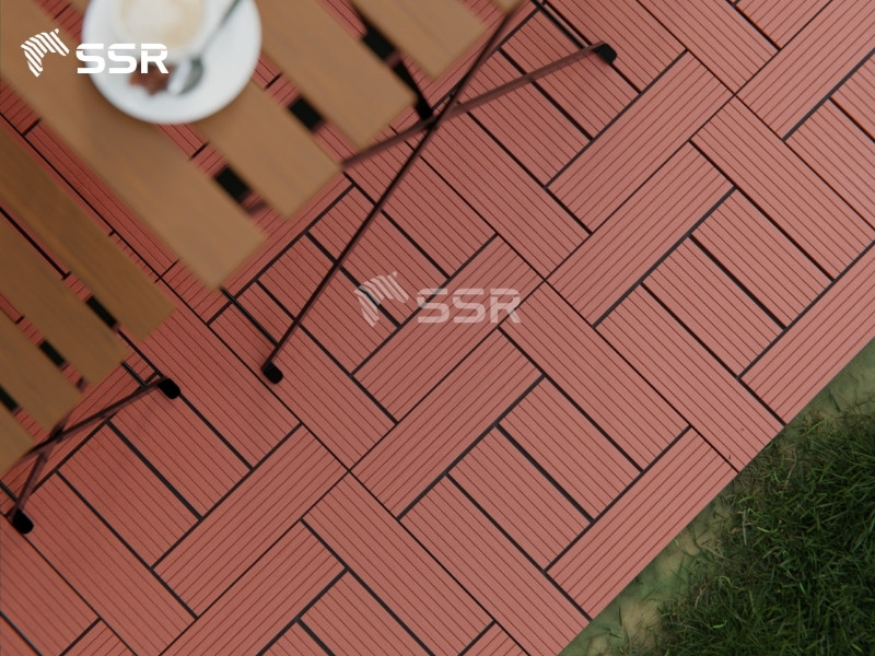 red 6 Slats Composite Decking Tiles