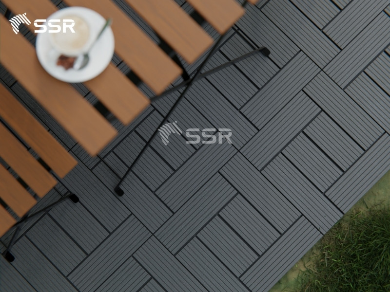 6 Slats Composite Decking Tiles for outdoor