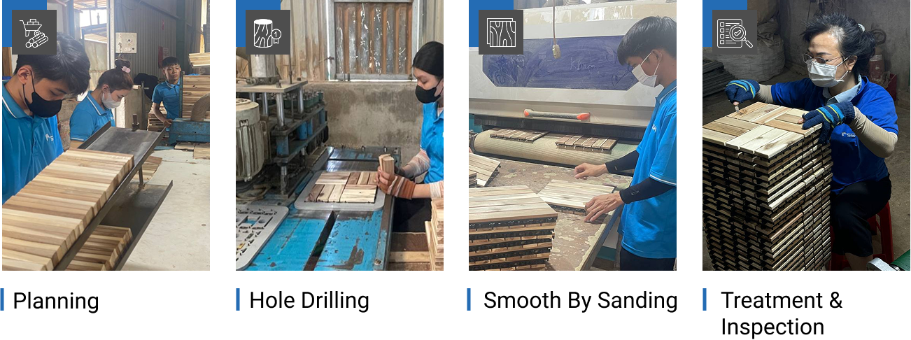 [Best Seller 2025] 24-Slat Acacia Wood Decking Tiles