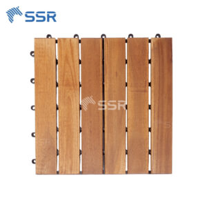 natural 6 slats acaciawood decking tiles for outdoor