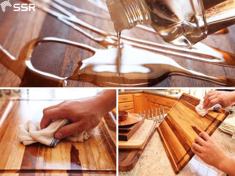 oil monthly to maintain wood cutting board