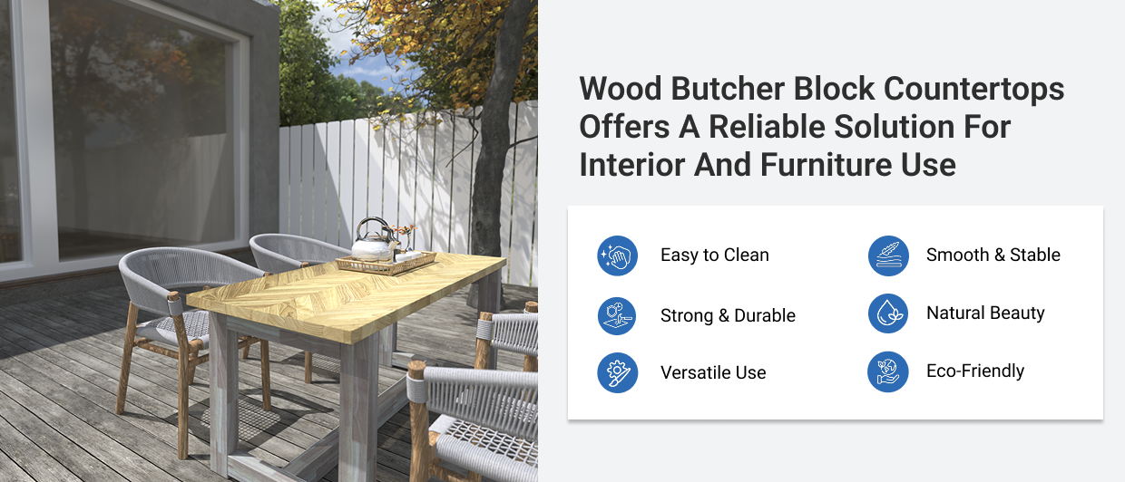 Durable Rubberwood Chevron Countertop For Kitchen Tabletop