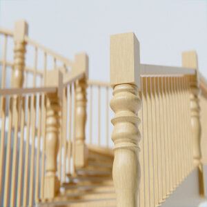 Wood Stair Case - Rubber/Hevea Marterial