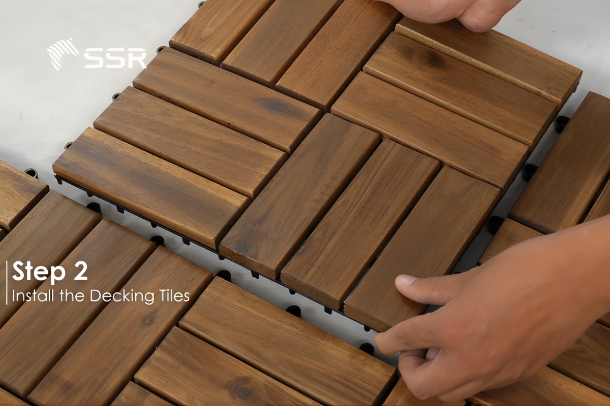 Laying decking tiles on grass_ Step 2