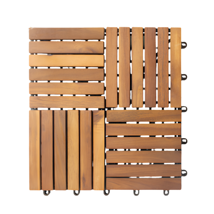 24 slat acacia wood deck tiles
