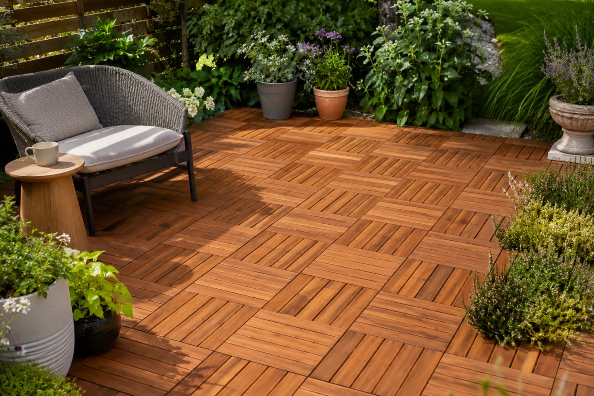 Interlocking deck tiles system for outdoor flooring