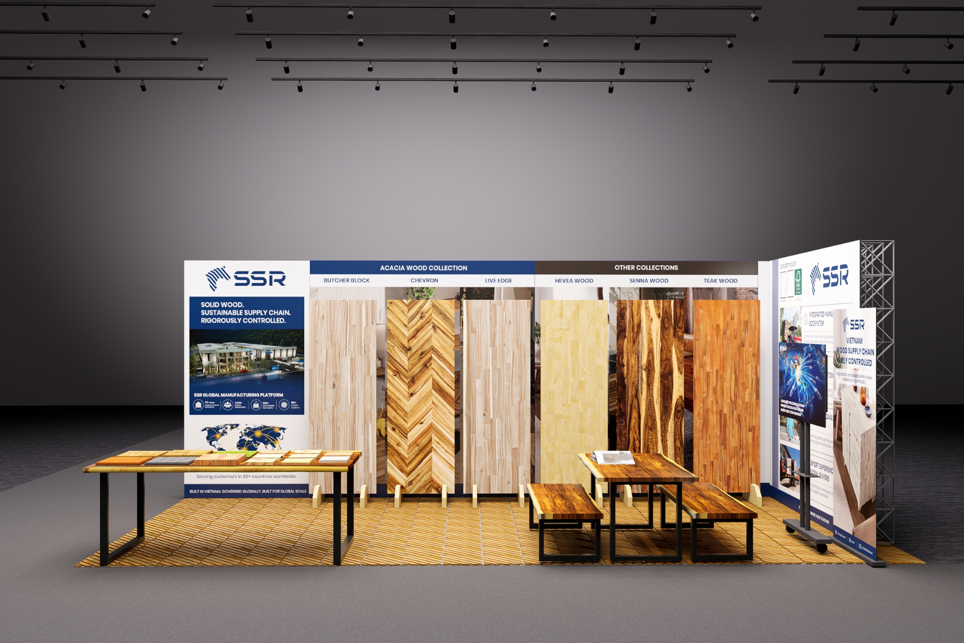 SSR's preliminary booth design concept for IWF 2026, marking the next step in our international exhibition journey.