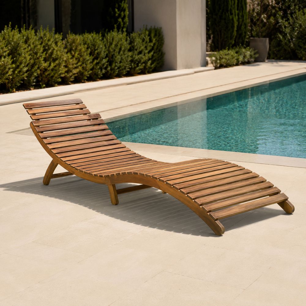 Outdoor curved folding sun lounger