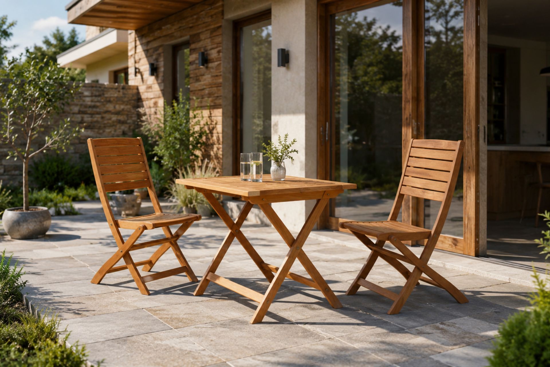 Outdoor folding furniture for balcony and compact spaces