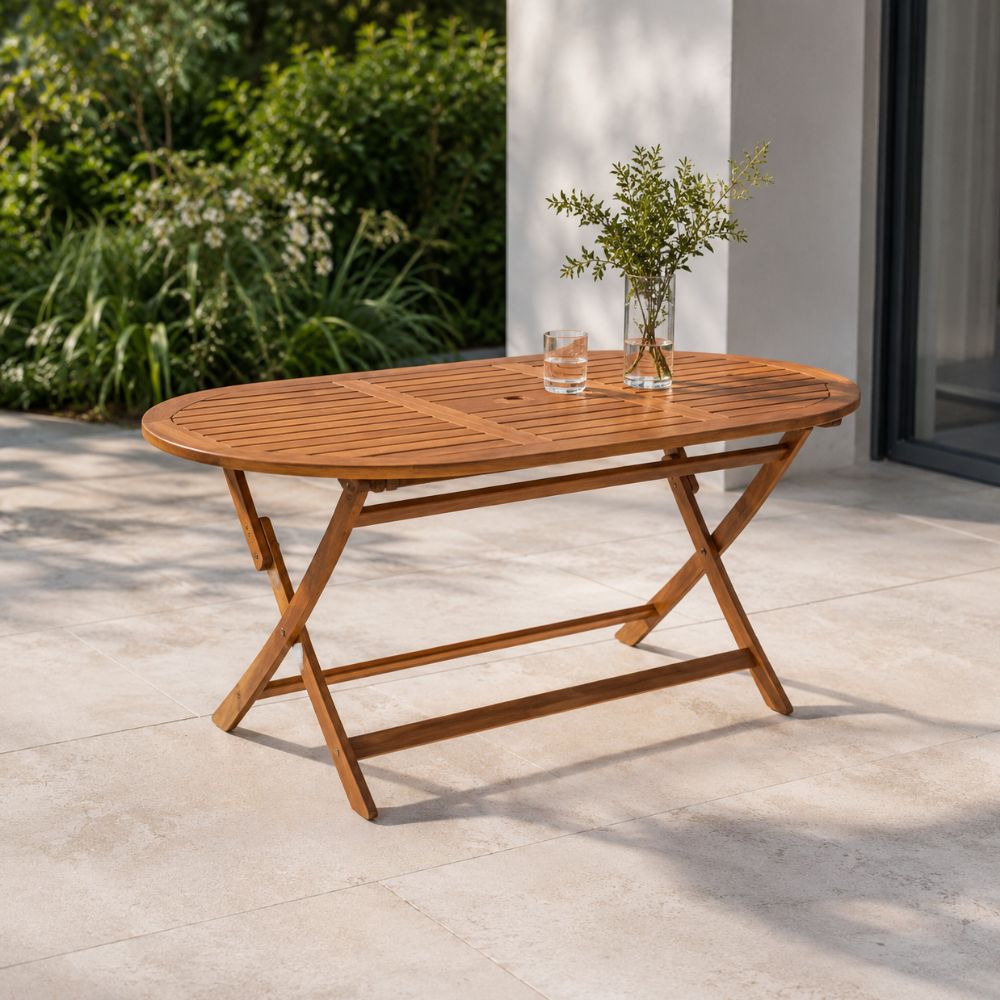 Outdoor folding oval table