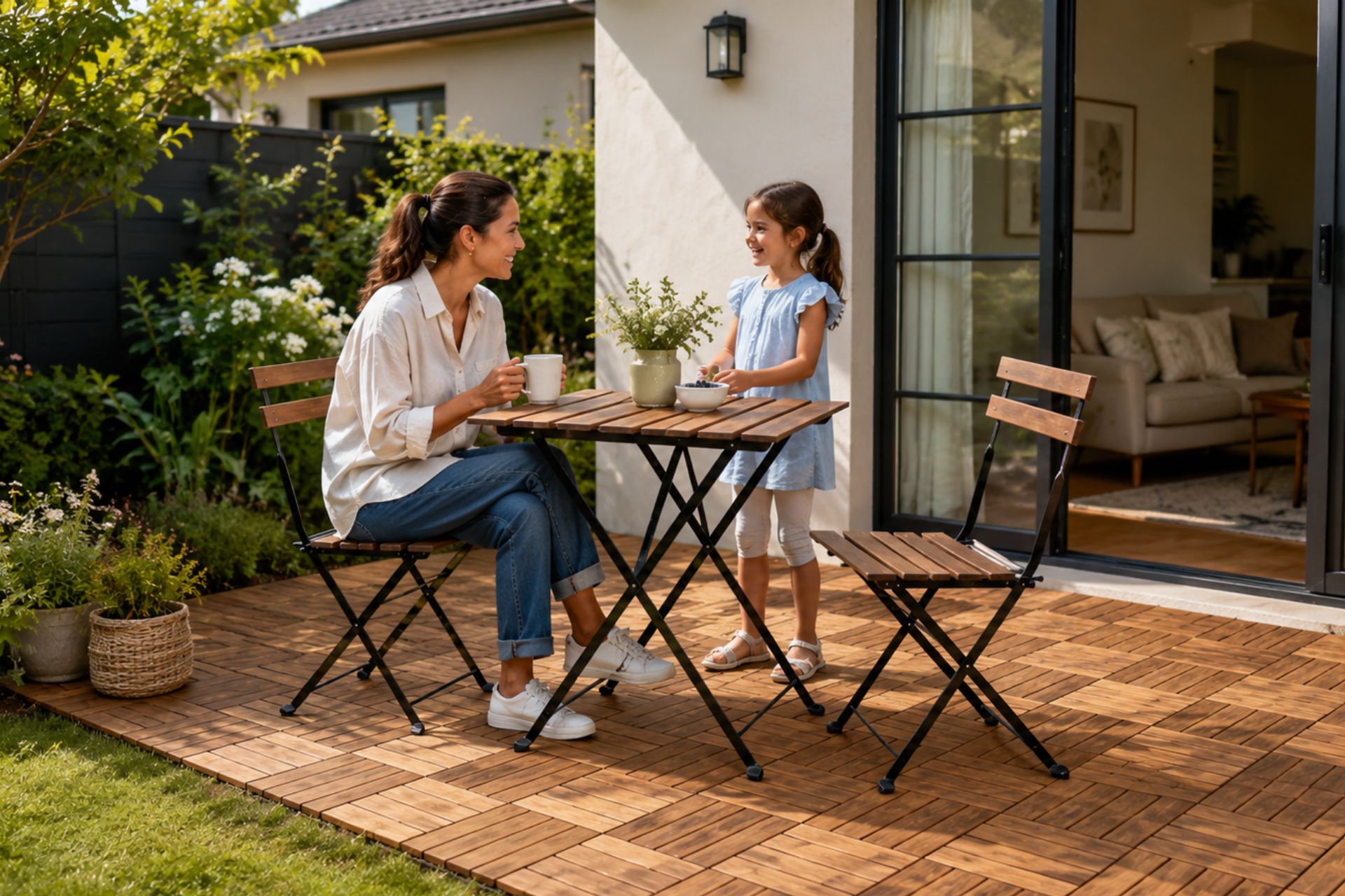 Decktiles for European Terrace Living: Creating Complete Outdoor Spaces with Table Sets Decktiles for a compact European balcony