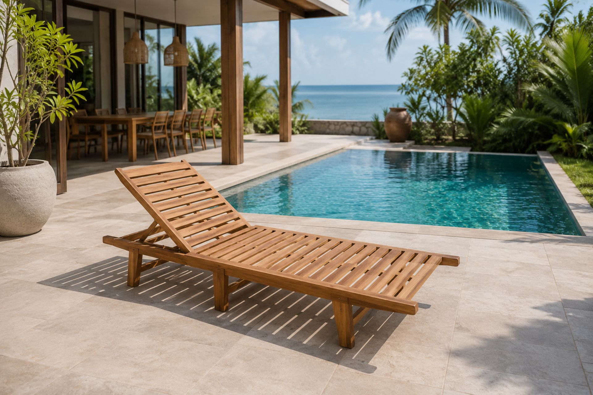 Poolside sun lounger outdoor furniture