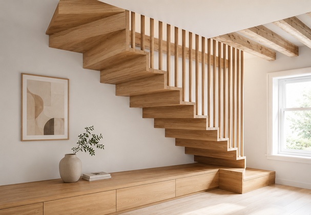 Wood staircase installation