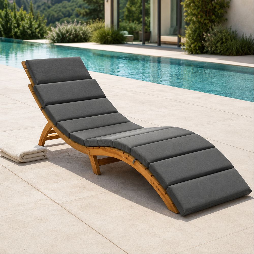 Outdoor sun lounger with cushion