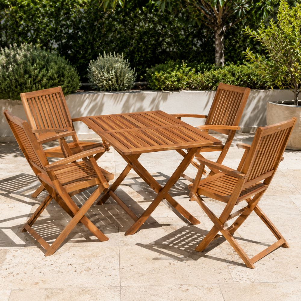 Outdoor rectangle table and armchair set