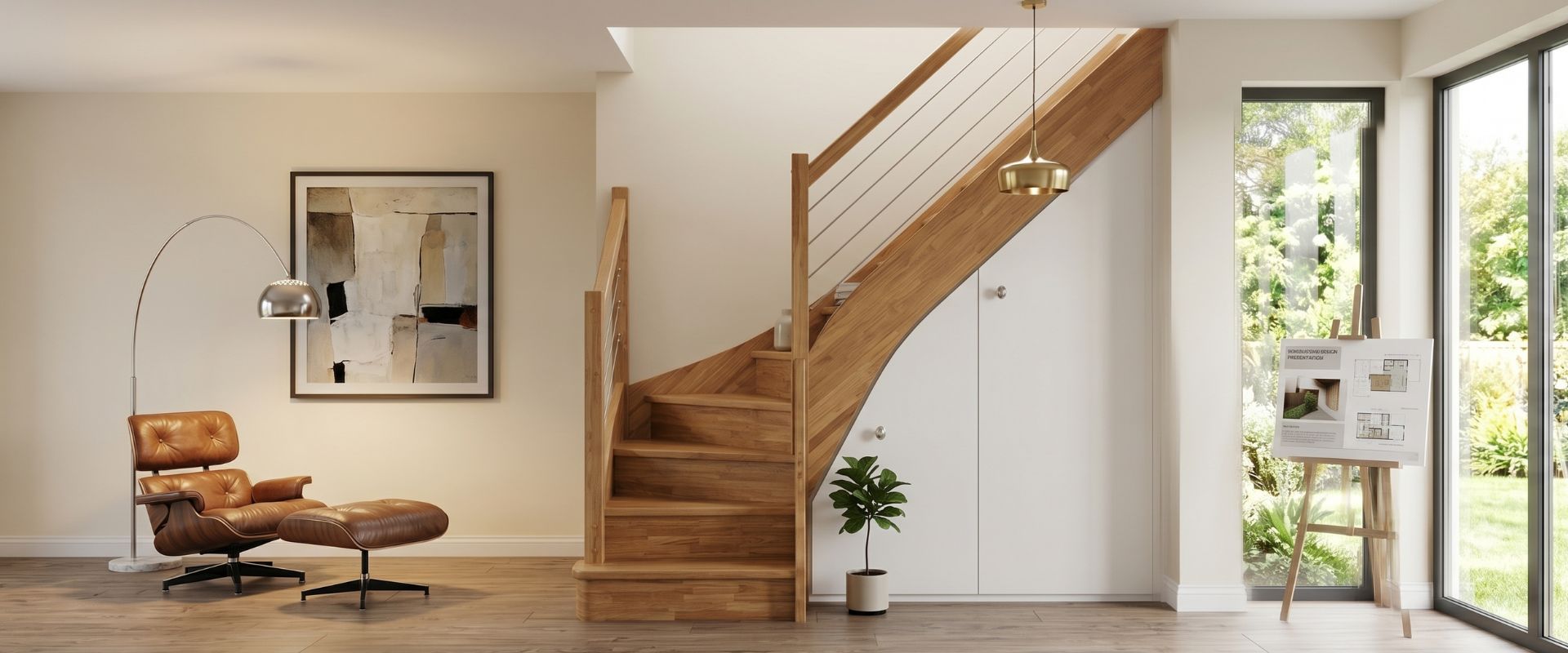 Modern wooden staircase