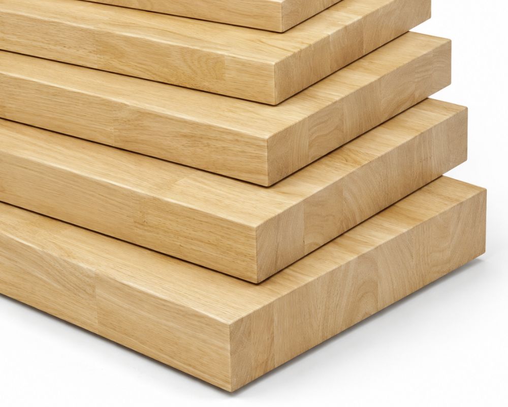 Long-format rubberwood stair panels