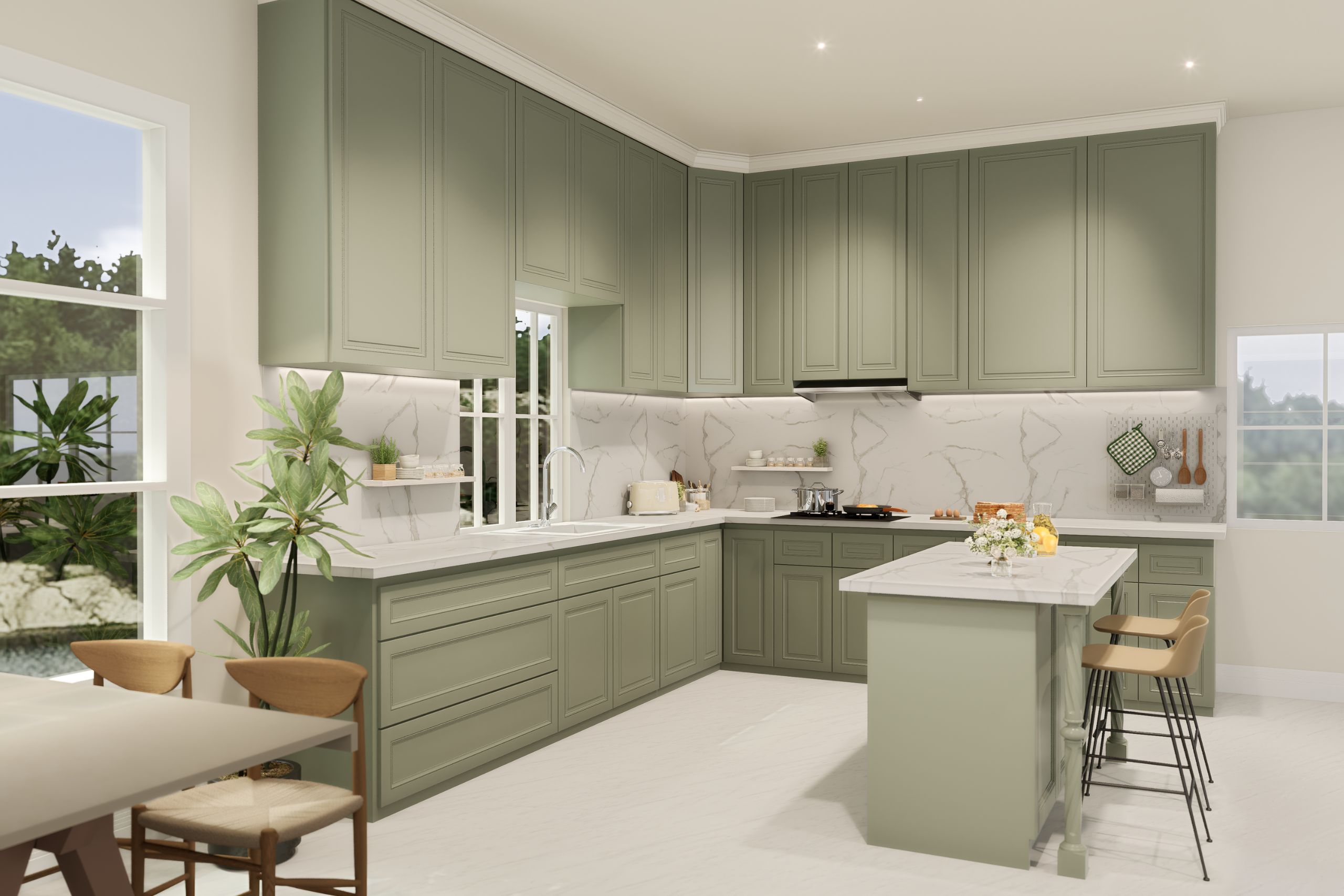 Precision-machined solid wood cabinet components for kitchen and furniture production