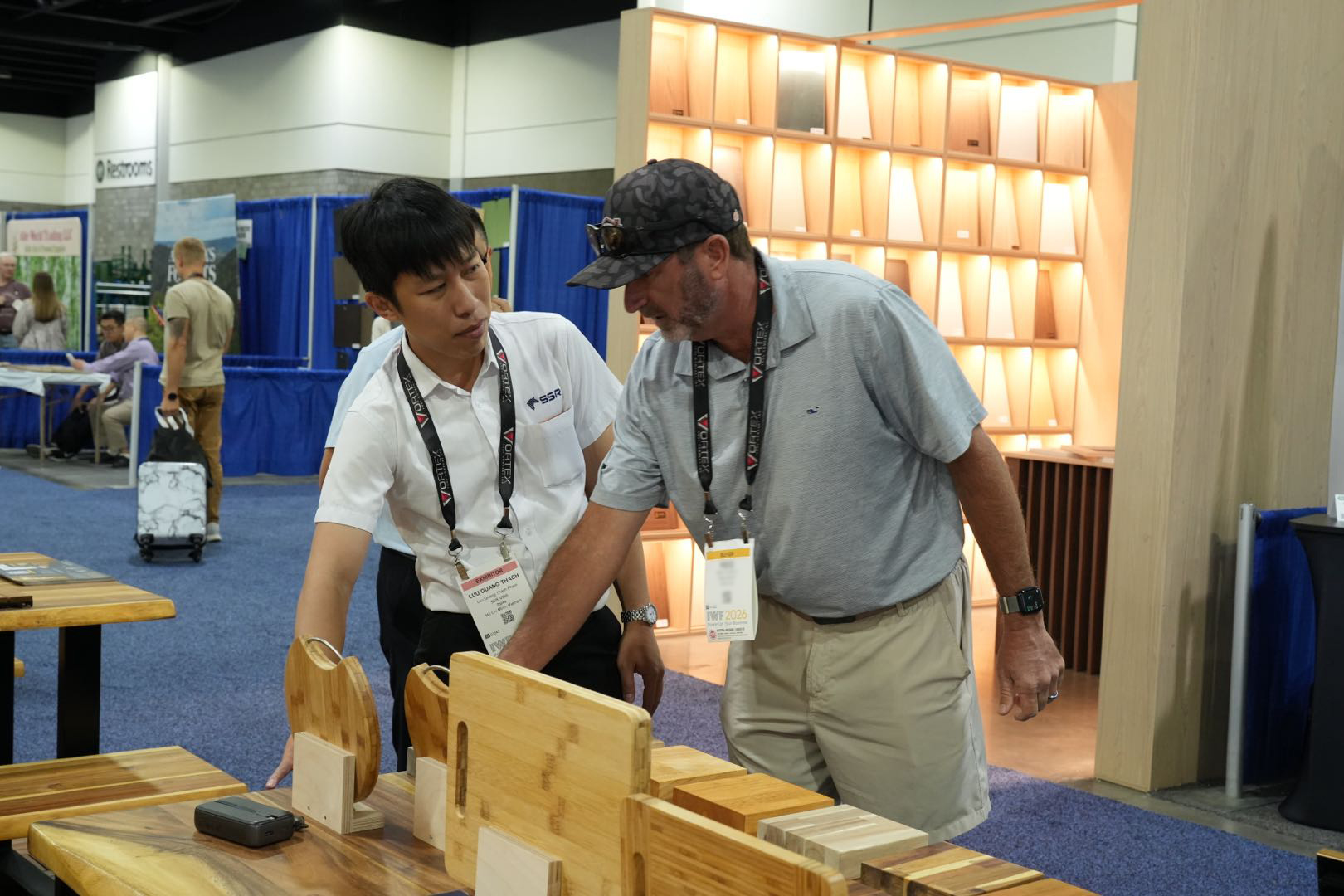 Wood buyers discussing sourcing requirements with SSR at IWF 2026