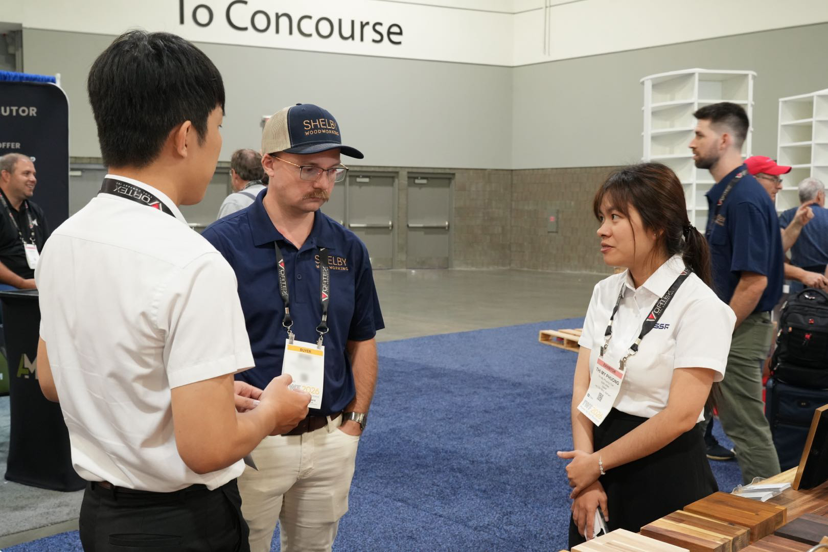 SSR team discussing manufacturing capabilities with buyer at IWF 2026