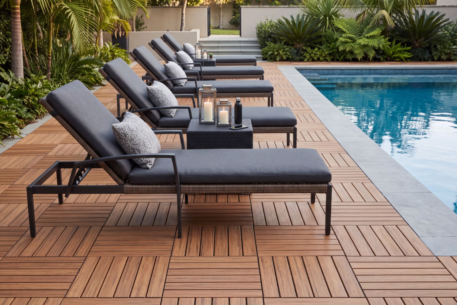 Quality inspection for Acacia wood deck tiles