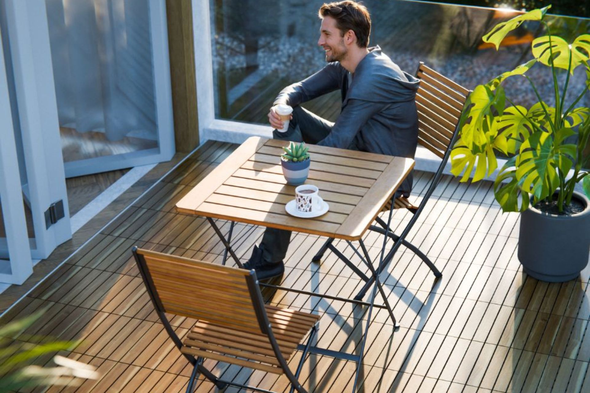 Balcony deck tiles for compact European outdoor spaces