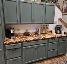 Herringbone wood cabinet table top