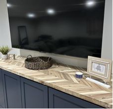 Chevron wood TV table top