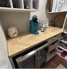 Herringbone chevron wood butcher block application in the US