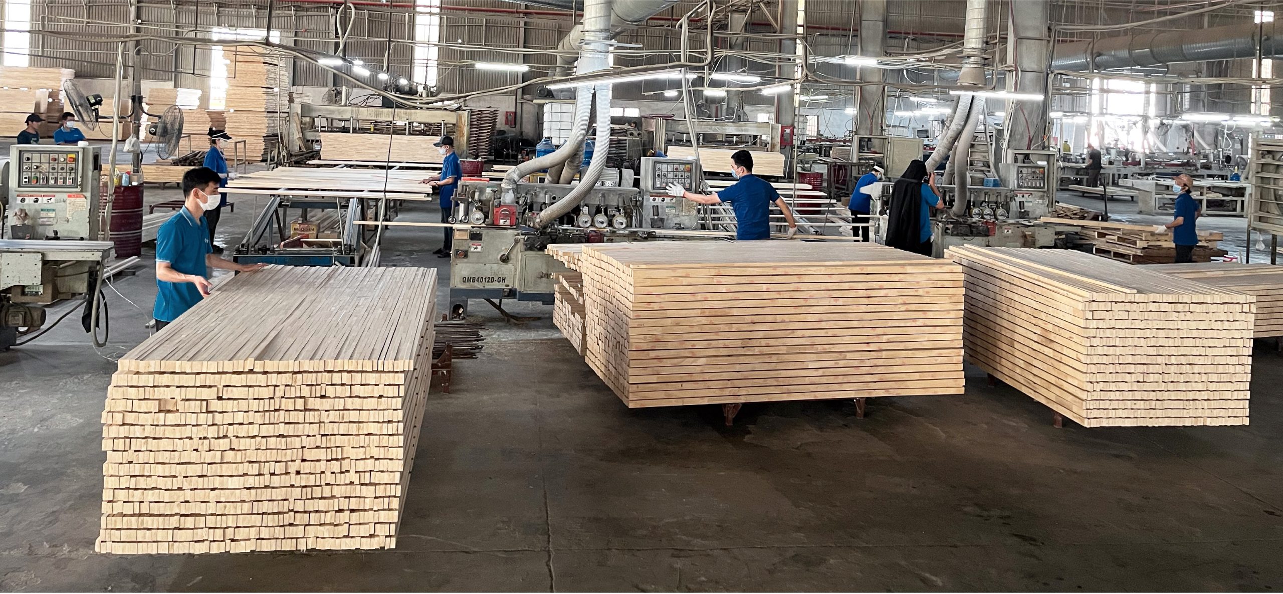 Wood board production inside SSR's factory in Vietnam