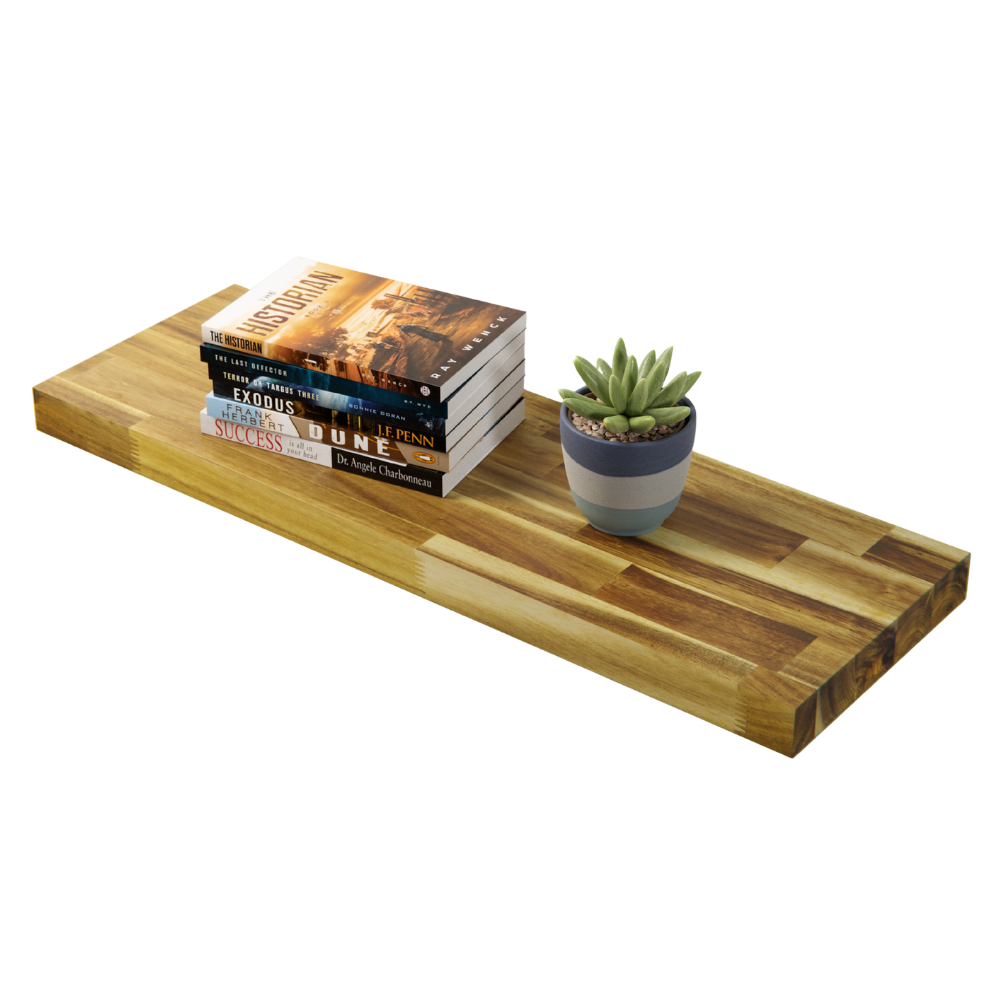 Acacia wall shelves and floating shelves
