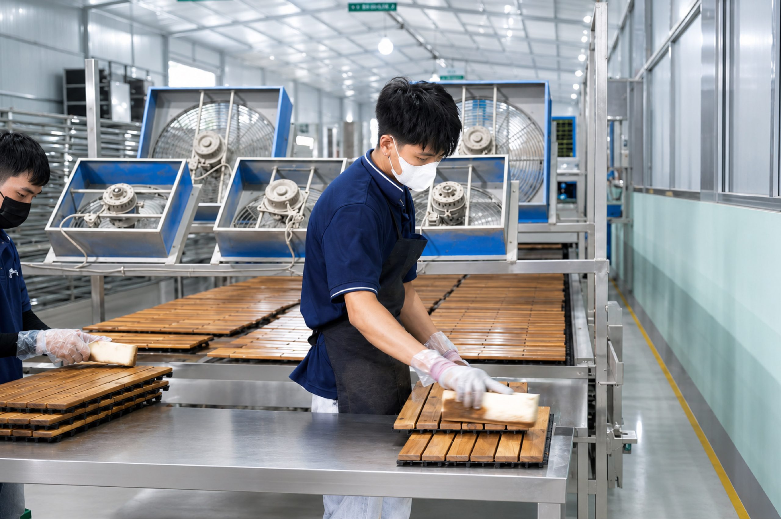 Wood deck tiles manufacturing at SSR Wood Factory